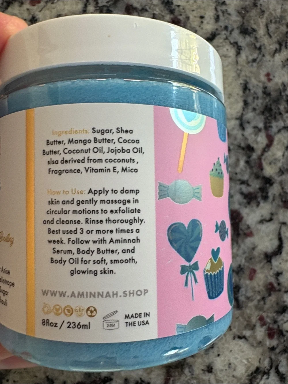 Aminnah Blue Sugar Sugar Scrub